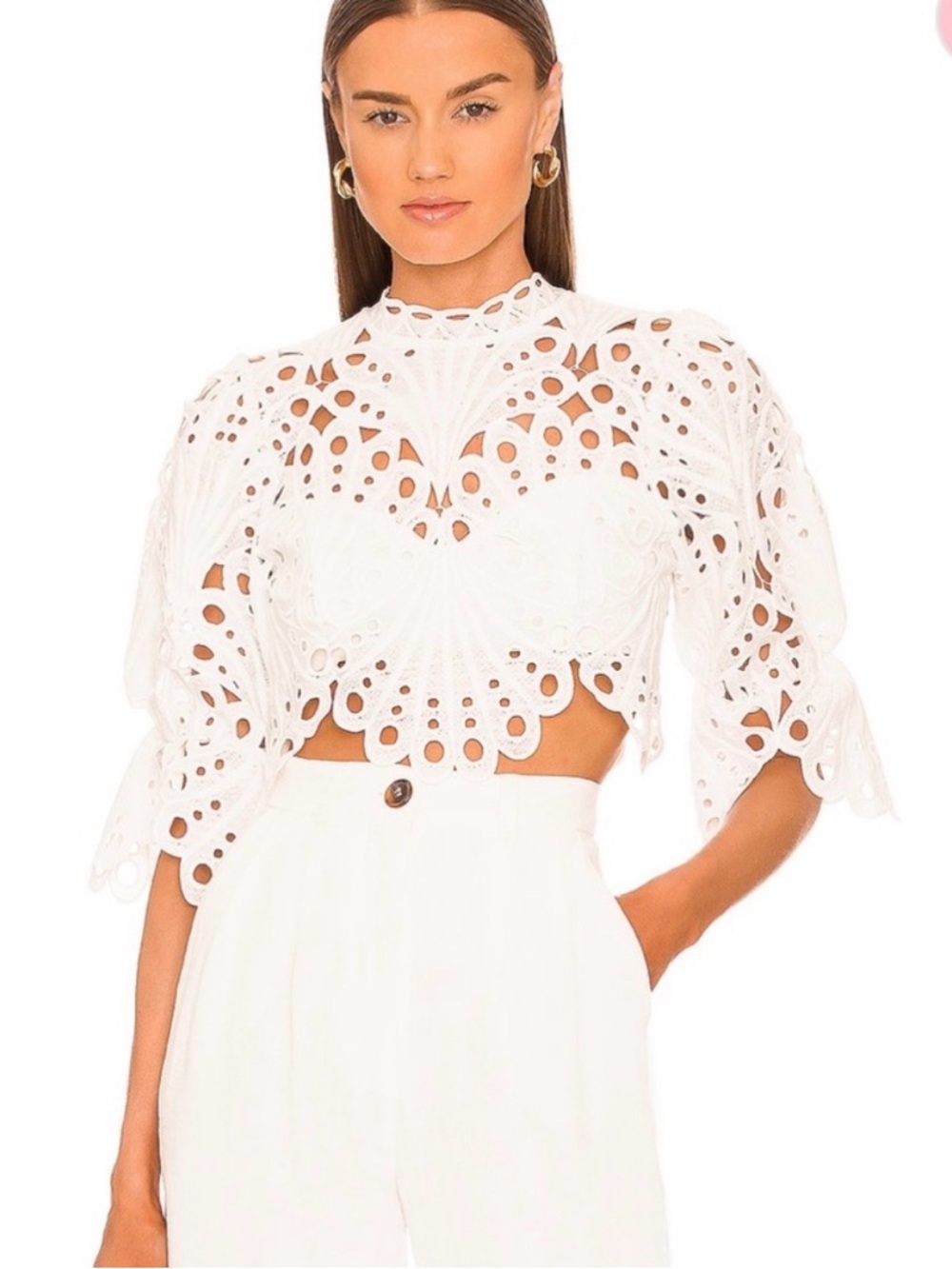 Michael Costello X Revolve Jovani White Crop Top